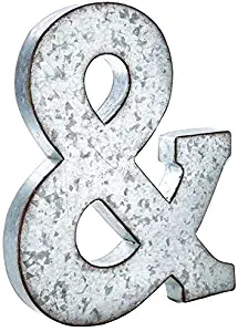 Huge 20" Metal Ampersand Wall Décor Letter "&" Rusted Edge Galvanized Metal