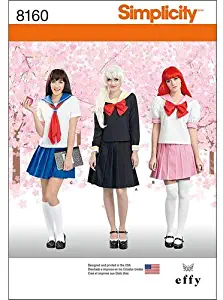 Simplicity 8160 Anime School Girl Cosplay Sewing Pattern, 3 Costumes Sizes 14-22
