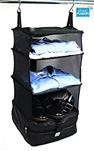 Stow-N-Go Portable Luggage System Suitcase Organizer - Small, Packable Hanging Travel Shelves & Packing Cube Organizer