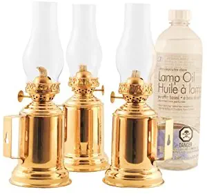 Vermont Lanterns Emergency Kit - 3 x Brass Tavern Oil Lamps, Wick + Lamp Oil (Brass)