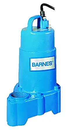 Barnes 119331 Model EP72X Sump and Utility Pump, 3/4 hp, 240V, 1 Phase, 1-1/2" NPT Discharge, 3450 rpm, 20' Cord, Manual