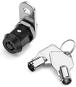 Black Finish Tubular Cam Lock with 7/8" Cylinder, Keyed Alike Security, 2 Keys