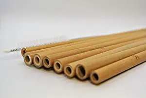 Reusable Drinking Straws- 8Pack- 100% Biodegradable Mao Bamboo, Includes Cloth Travel bag & Cleaning Brush by BGA, LLC.