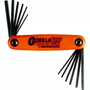 Bondhus 12550 GorillaGrip Set of 12 Hex Fold-up Keys, sizes 5/64-5/32-Inch & 1.5-5mm
