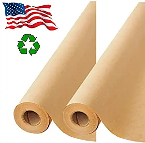 2 Pack Brown Kraft Paper Made in USA 17.75” x 1200” Per Roll (200 feet) Ideal for Gift Wrapping, Art, Craft, Postal, Packing, Shipping, Floor Covering, Dunnage, Table Runner, 100% Recycled Material