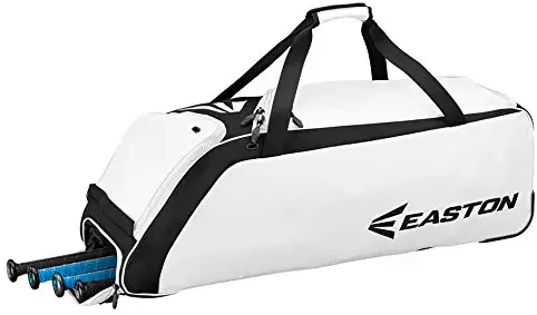 EASTON E510W Bat & Equipment Wheeled Bag | Baseball Softball | 2020 | 4 Bat Compartment | Vented Pockets - Minimize Odor & Quick Dry | Removable Shoe Panel | Zippered Pockets | Fence Hook