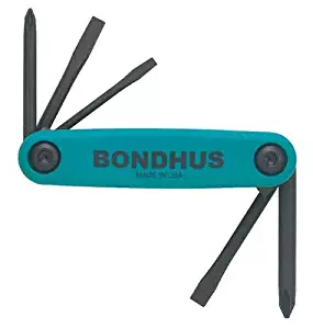 Bondhus 12547 GorillaGrip« Utility Fold-up Set, 1 Phillips, 2 Phillips, 1/8-Inch Slotted, 3/16-Inch Slotted, and 1/4-Inch Slotted