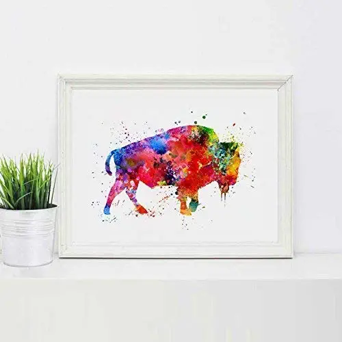 American Bison Art Print Watercolor Wall Hanging Bison Wall art Wall Painting Giclee American Buffalo Unique Wall Art 8x10 inch No Frame