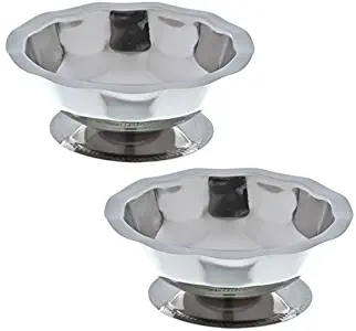 Stainless Steel Diner Style Ice Cream Sherbert Sorbet Gelato Dish Bowl (Pack of 2)