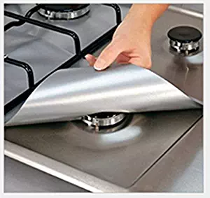 Lingstar 4PCS Non-Stick Gas Range Protectors Reusable Aluminum Foil Gas Stove Burner Cover Protector Liner Clean Mat Pad