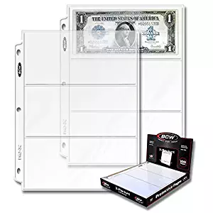 BCW PRO 3-POCKET CURRENCY PAGE (100 CT. BOX) (Original Version)