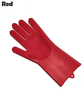 ZKYCXST Silicone Dish Washing Gloves Magic Scrubber Rubber Multifunction Dishwashing Kitchen Cleaning Tool United States Purple right (Color : AO-1)