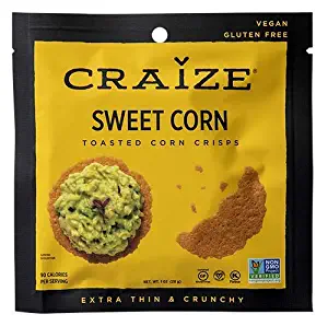 Craize Toasted Corn Crisps – Healthy All Natural Gluten Free Chips Non GMO Plant Based Crackers and Vegan Snack - 1 oz (12 Pack) (Sweet Corn)