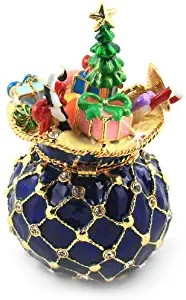 Objet D'Art Release #191 "Santa's Bag" Christmas Present Sack Handmade Jeweled Enameled Metal Trinket Box