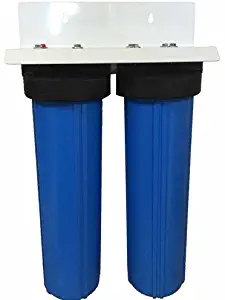 20" 2 Stage Big Blue Whole House Water Filter System with Sediment and Carbon Filters