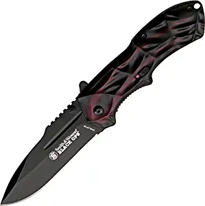 Smith & Wesson Black Ops SWBLOP3R 7.7in S.S. Assisted Opening Knife with 3.4in Drop Point Blade and Aluminum Handle for Outdoor, Tactical, Survival and EDC