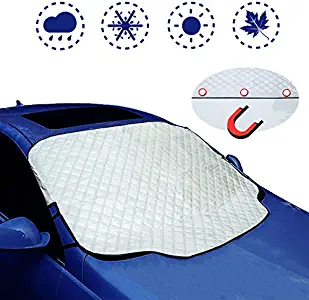 Autojoy Car Windshield Snow Cover, Ice Snow Frost Guard for Windscreen, Thicker 4 Layers Waterproof Guard Covers with Magnetic Edges, Fits for Most Standard Cars