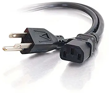C2G Replacement Power Cable For Computers, TVs, Monitors, & More - 5' Black Universal Cord Works With Any 3 Pin AC Power Connection - 16 Gauge Wire