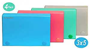 1InTheOffice Index Card Case, 3" x 5" Index Card Holder, Assorted Colors (4 Pack)