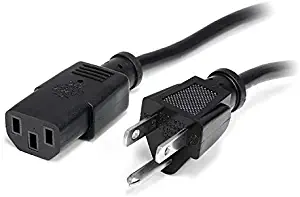 StarTech.com 10 ft Standard Computer Power Cord (NEMA 5-15P to IEC 320 C13) - 18 AWG Replacement AC Power Cable for PC or Monitor - 125V, 10A (PXT101_10)