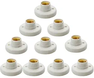 Hanpearl Round E27 White LED Lamp Screw Base Halogen Bulb Holder Converter Light Bulb Base Lamp Socket Adapter (10 pcs)