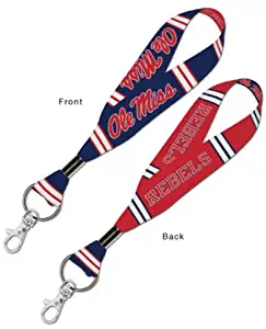 NCAA University Mississippi Rebels Ole Miss 1" Inch Lanyard Key Strap, Metal Ring