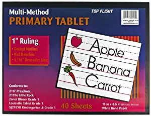 Top Flight Multi-Method 1st Grade Primary Tablet, 1 Inch Ruling, Bond Paper, 11 x 8.5 Inches, 40 Sheets (56415)