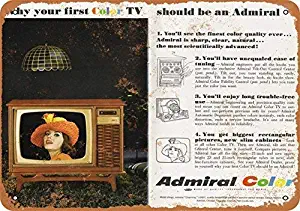 Retro Vintage Style Sign 12x16inches,1966 Admiral Color Televisions,Vintage Look Reproduction Metal Tin Sign Fun tin Sign bar Tavern Garage Dinner Cafe Home Wall Decorator Art Deco