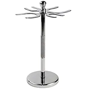 Deluxe Stainless Steel 4 Prong Safety Razor and Shave Brush Shave Stand