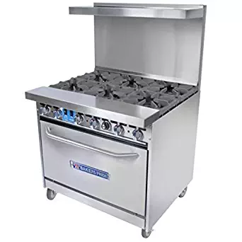 Bakers Pride 36-BP-6B-S30 NG 36-in Range w/ 6-Burners & Standard Oven, Back Guard, NG, Each