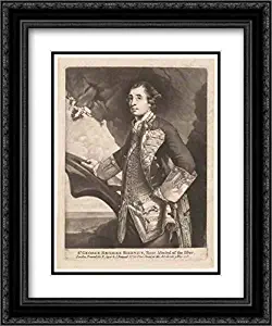 Sir Joshua Reynolds - 28x36 Black Ornate Frame and Double Matted Museum Art Print - Sr. George Bridges Rodney, Rear Admiral of The Blue.