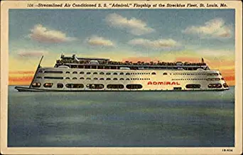 S.S. Admiral - Streckfus Fleet, St. Louis, MO Steamers Original Vintage Postcard