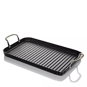 Curtis Stone DuraPan Nonstick Double-Burner Grill Pan with 10 Recipe Cards- Black by Curtis Stone