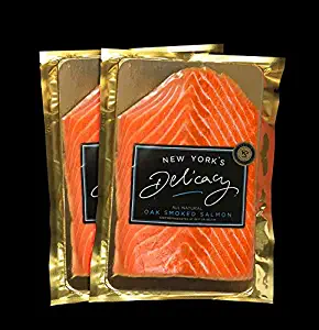 2 x 8 Oz. (1 Lb.) New York's Delicacy, Most Awarded, Pre-Sliced, Fully Trimmed, Smoked Salmon Nova. (All Natural)