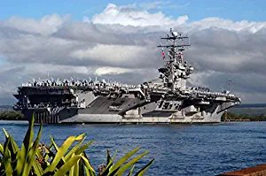 Aircraft carrier USS Abraham Lincoln arrives in Pearl Harbor Hawaii Poster Print by Stocktrek Images (17 x 11)