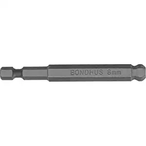 Bondhus 10872 8mm Ball End Tip Power Bit with ProGuard Finish, 76mm