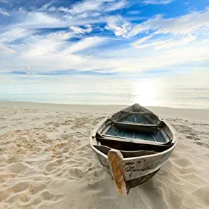 Wieco Art Boat Modern Seascape Giclee Canvas Prints Artwork Landscape Pictures to Photo Paintings on Stretched and Framed Canvas Wall Art Ready to Hang for Home Office Decorations 20 by 20 inch