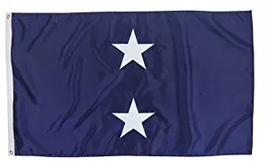 U.S. Navy 2-Star Rear Admiral Indoor Outdoor Appliqued Nylon Flag Grommets 3' X 5'