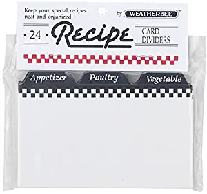 Weatherbee 094 Preprinted Recipe Card Tab Dividers Set, Made in America, 3-Inches x 5-Inches, Set of 24