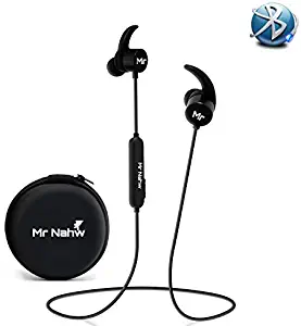 Wireless Bluetooth Headphones 4.1 by Mr. Nahw, Sport Magnet Sweatproof in Ear Earbuds with Built in Mic (IPX5 Waterproof, CVC 6.0 Noise Cancellation Technology, 8 Hours Playtime, Multi-Point Function)