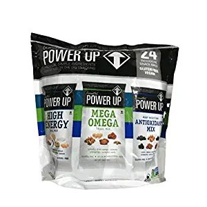 Power Up Trail Mix 100% Natural, Mega Omega Trail Mix, High Energy Trai Mix, Antioxidant Trai Mix, Variety Pack Total 36 oz,24 Ct