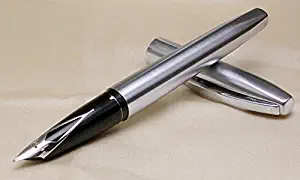 Made in The USA Cross Sheaffer Triumph Imperial Brushed Chrome and Stainless Steel Medium Nib Fountain Pen -with cartridges and Converter System