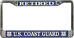 TAG FRAMES (MILITARY) US Coast Guard Retired License Plate Frame (Chrome Metal)