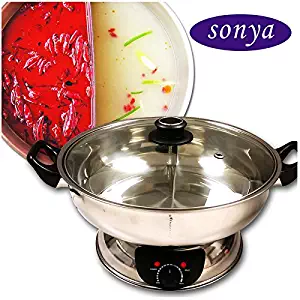 Sonya Shabu Shabu Hot Pot Electric Mongolian Hot Pot W/DIVIDER UL Approved for safety