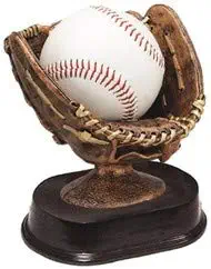 Decade Awards Baseball Glove Ball Holder Trophy, Bronze - Game Ball Holder Award - 5 Inch Tall - Engraved Plate on Request