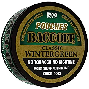 BaccOff, Classic Wintergreen Pouches, Premium Tobacco Free, Nicotine Free Snuff Alternative (10 Cans)