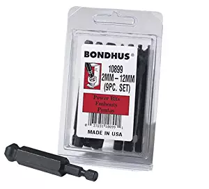 Bondhus 10899 Set of 9 Balldriver Power Bits, sizes 2-12mm