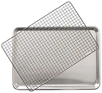 Nordic Ware Half Sheet with Oven Safe Nonstick Grid, 2 Piece Set, Natural