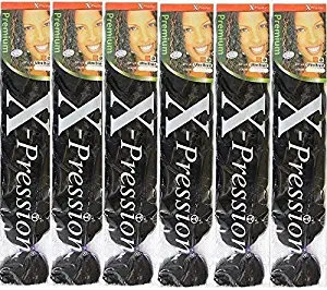 X-pression Premium Original Ultra Braid. - Color 1 ( Pack of 6 )