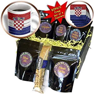 3dRose National Flag of Croatia Painted onto A Brick Wall Croatian Coffee Gift Basket, Multi